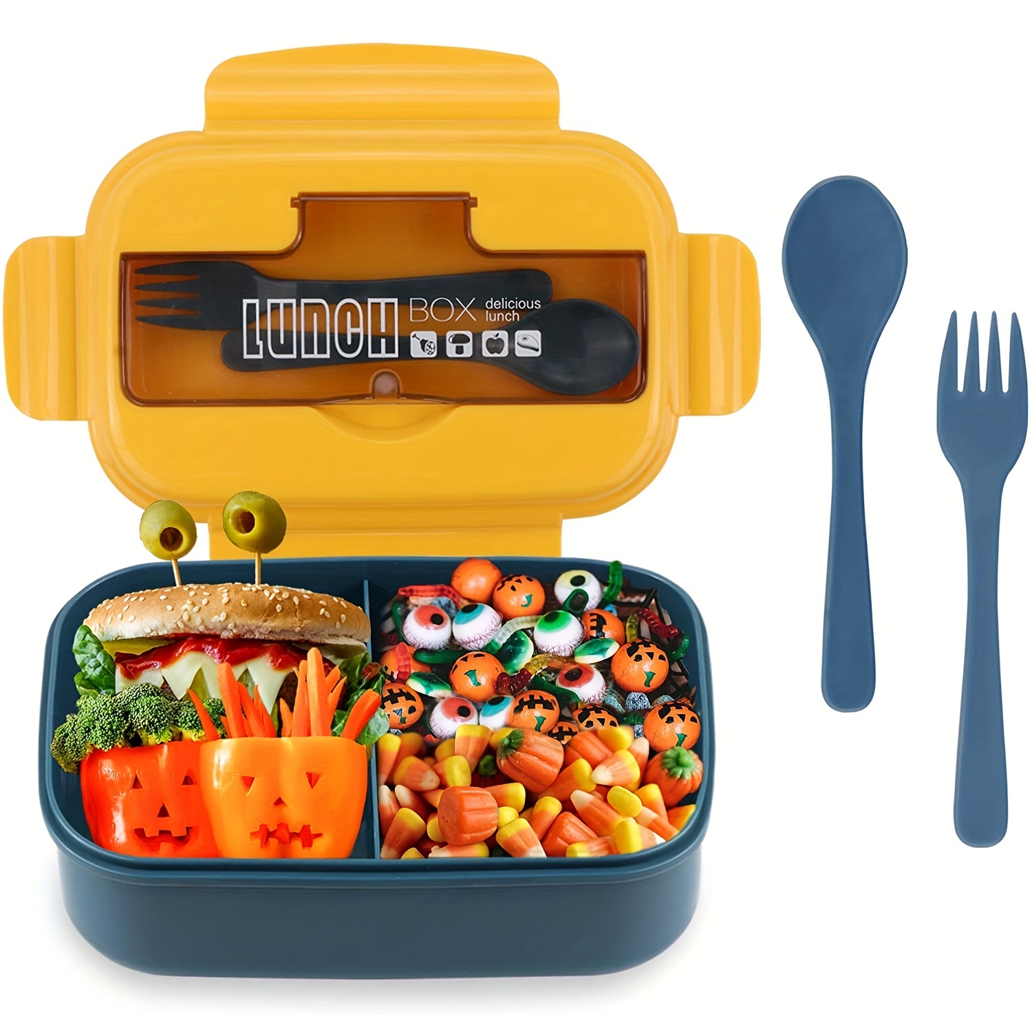 1pc Bento Box Adult Lunch Box 1100ml With Fork And Spoon Ideal