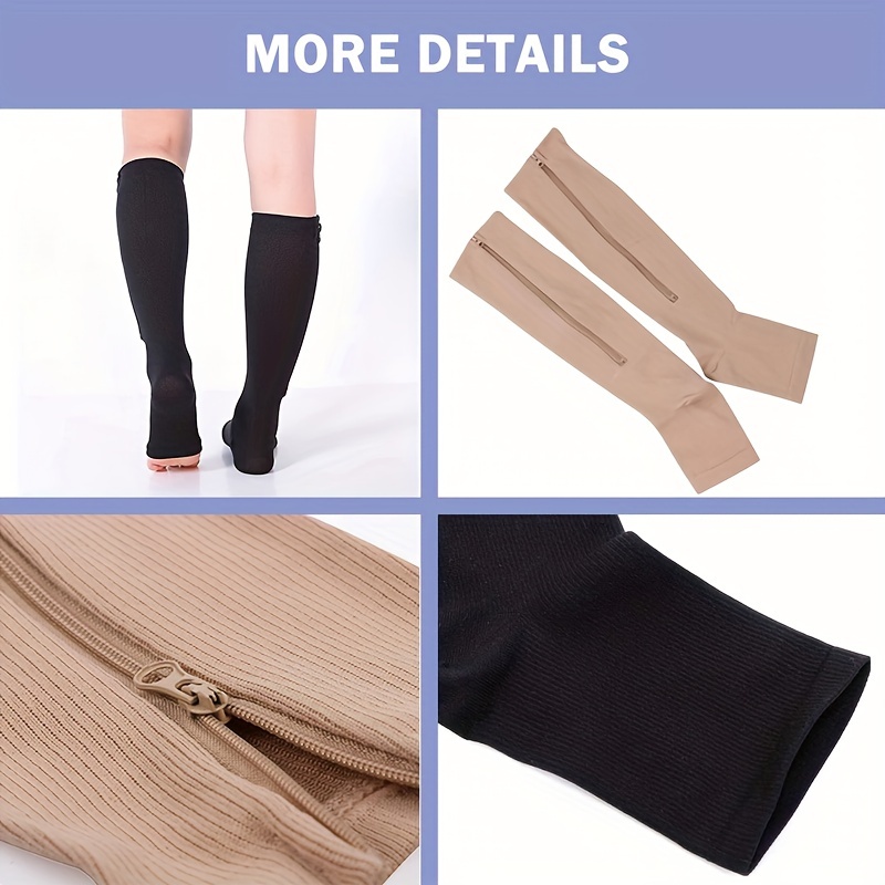 Womens Mens Compression Socks Stockings with Zipper Knee High
