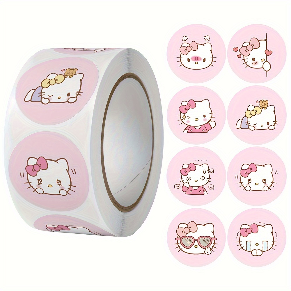 

500pcs/roll Hello Kitty Cartoon Sticker Decorative Handbook Stickers Tape computer Phone Water Cup Sticker Cute Sticker Birthday Gift