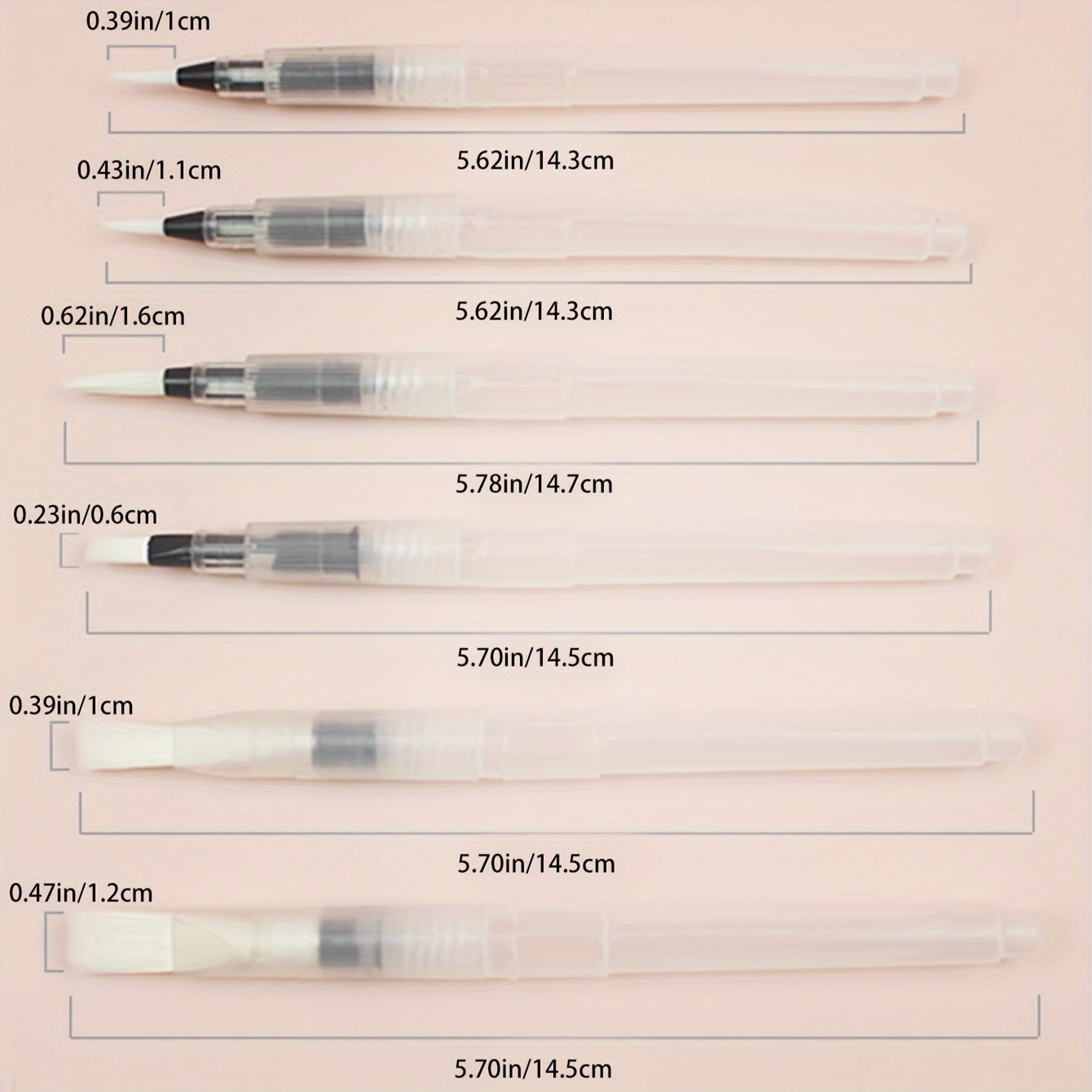 6 Watercolor Fountain Pens Water soluble Pointed Flat Headed Temu