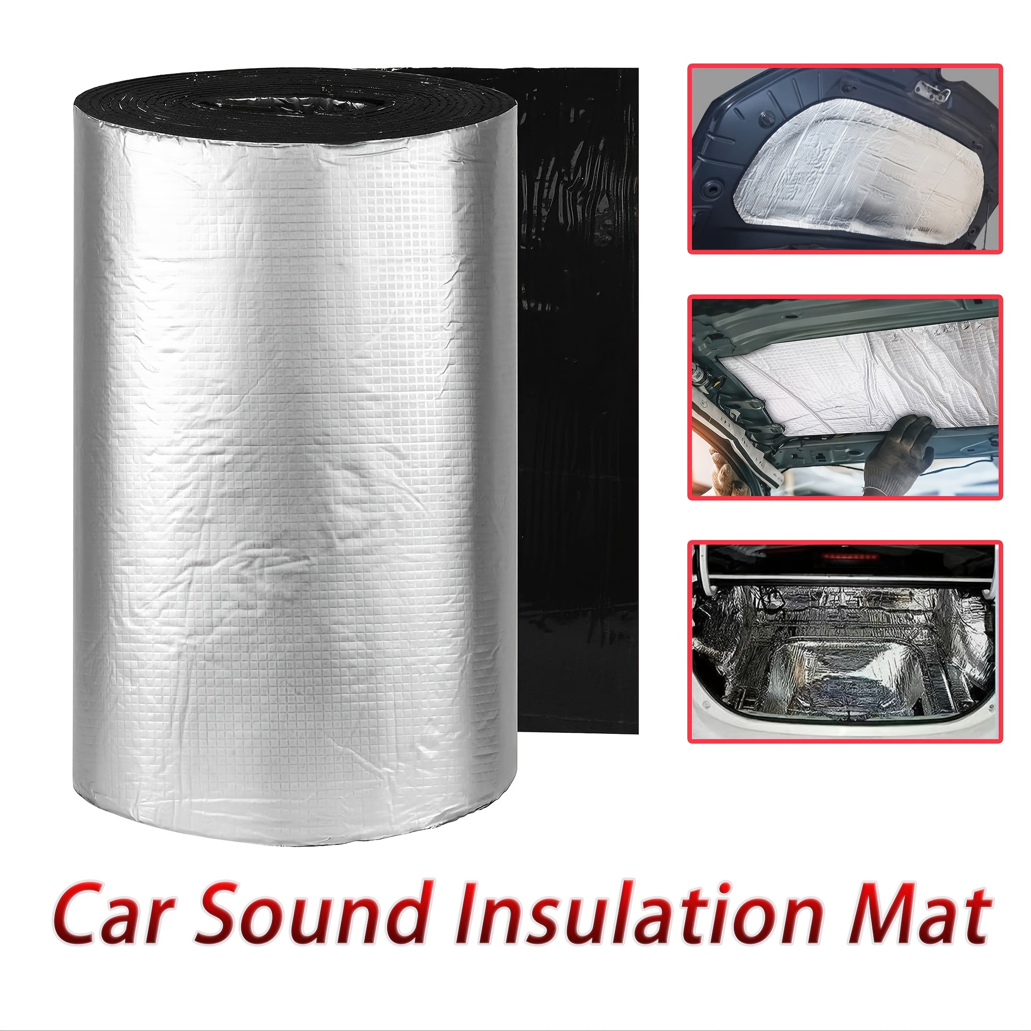 Car Sound Deadener, Square Stripes Aluminum Foil Insulation Sheet,  Self-adhesive Noise Reduction Cover, Waterproof For Engine Cover - Temu  United Kingdom