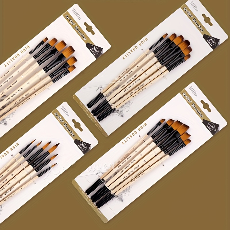  TEHAUX 12pcs Fine Watercolor Paint Brushes Professional Kids Stencil  Brushes for Acrylic Paint Detail Paint Brushes for Acrylic Paint Nylon  Painting Brushes Template Bamboo Two-Color