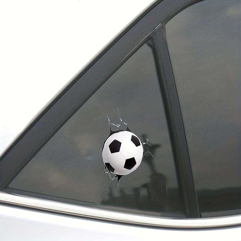 

1pc Creative Simulate 3d Football Design Car Sticker, Scratch Cover, Rear Bumper, Window Decoration Sticker