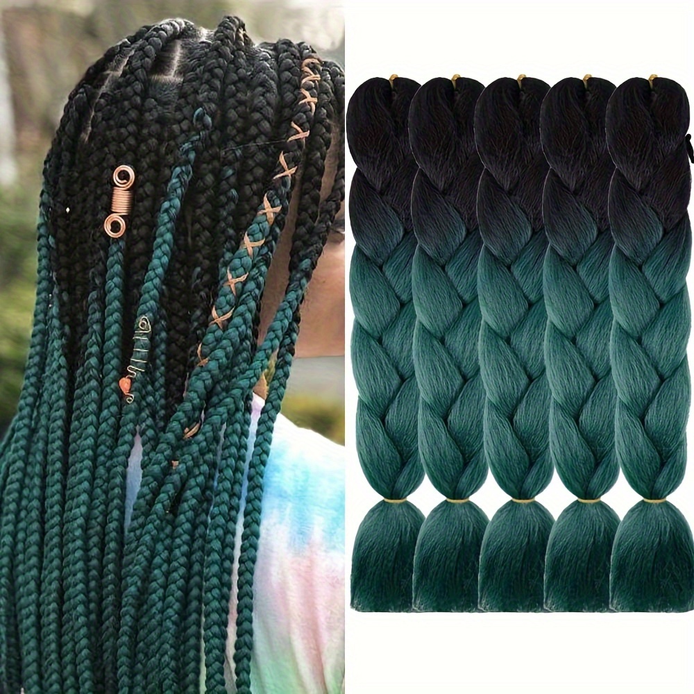 24 Inch Braids Extensions Jumbo Braids Synthetic Hair 1 Bundle Kanekalon  Synthetic Crochet Hair Braiding Hair Afro Box Braiding (Dark Green & Yellow  Green) : : Beauty