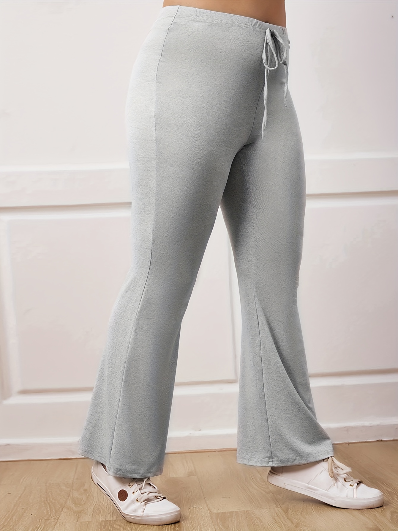 Plus Size Casual Pants Women's Plus Plain Drawstring Slight - Temu Australia