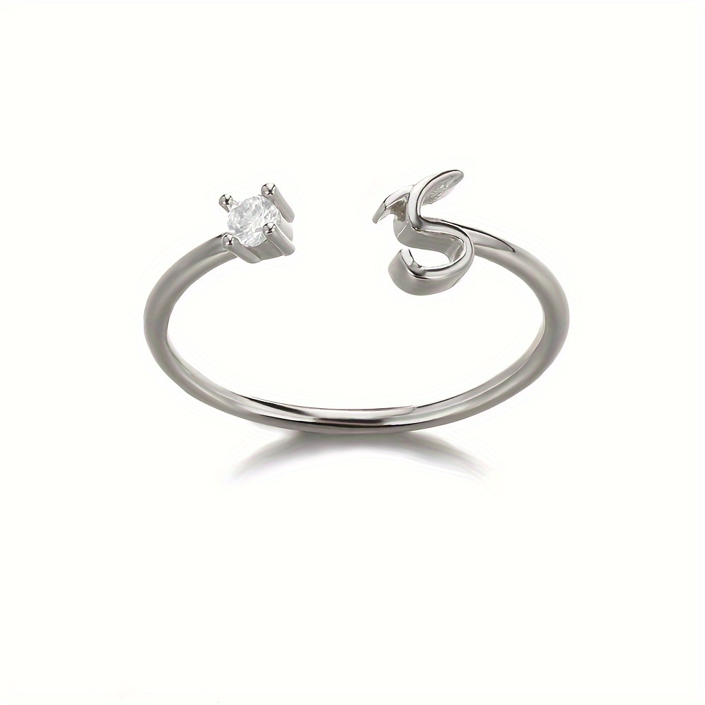 Fashion Silver Color Initial Rings For Women Men 26 A-Z Letter