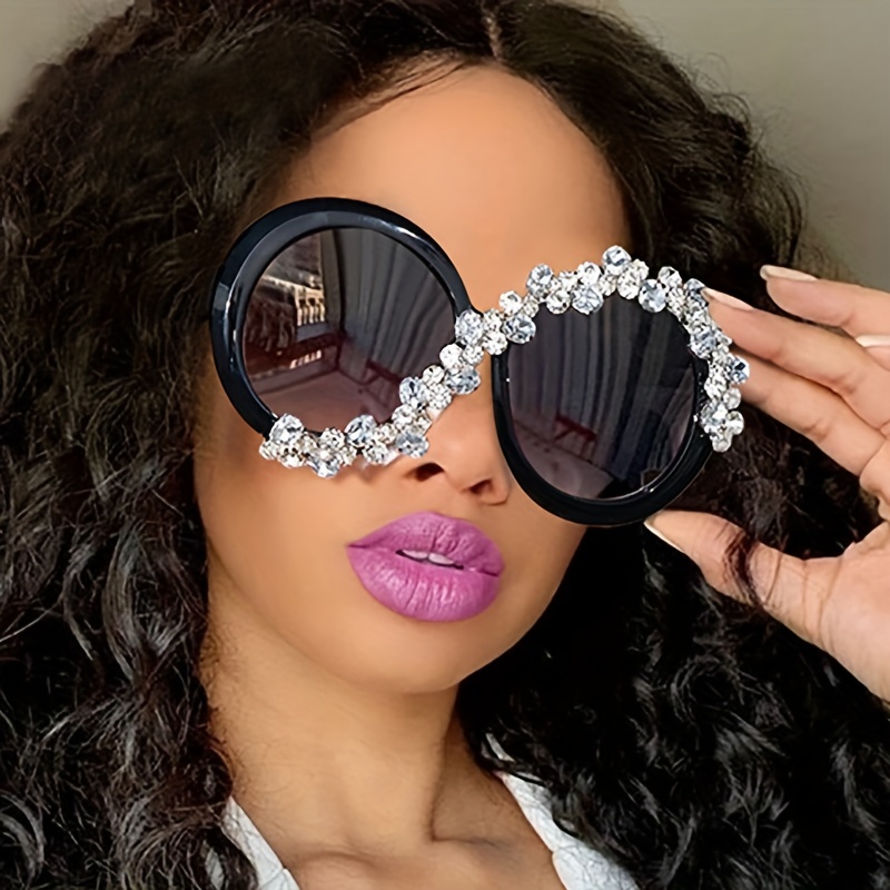 Designer Oversized Women Square Sunglasses Crystal Fashion Luxury Shades  UV400