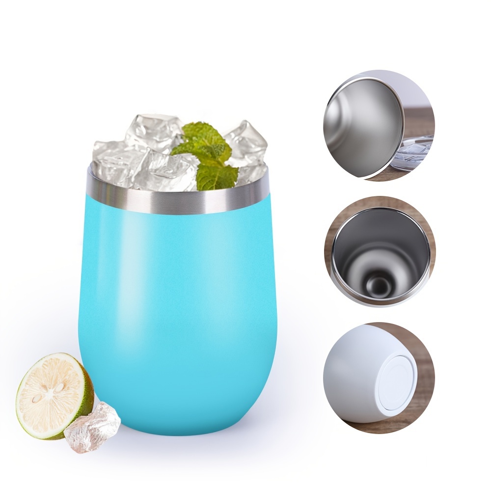 Wine Tumbler With Lid, Stainless Steel Stemless Wine Glasses, Double Wall  Vacuum Insulated Travel Tumbler Cup For Coffee, Wine, Cocktails, Ice Cream  Including 2 Straws - Temu