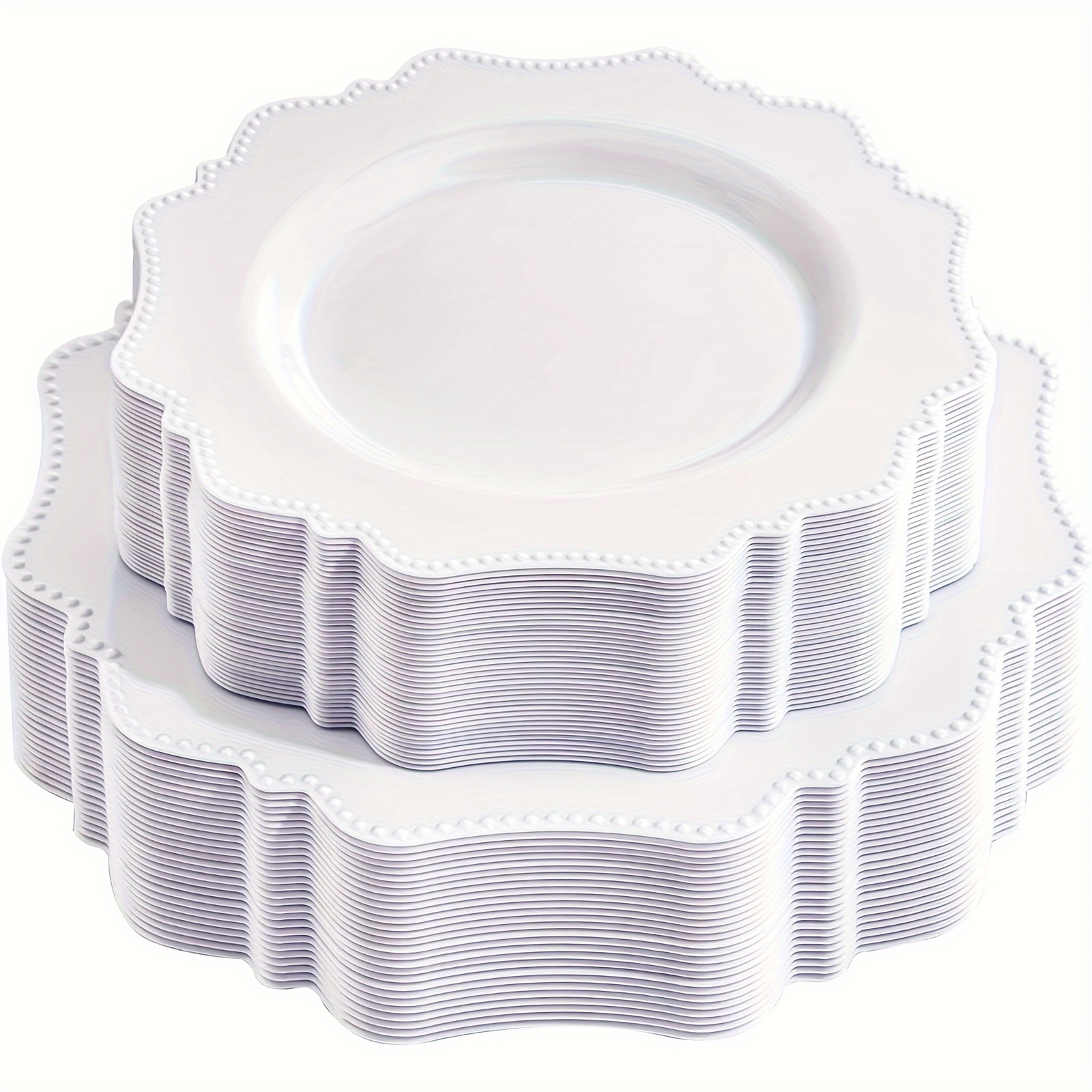 Platos de plástico desechables blancos de 8, platos de ensalada redondos,  platos de postre, platos reutilizables resistentes, paquete de 10 / diseño  de mármol dorado -  México