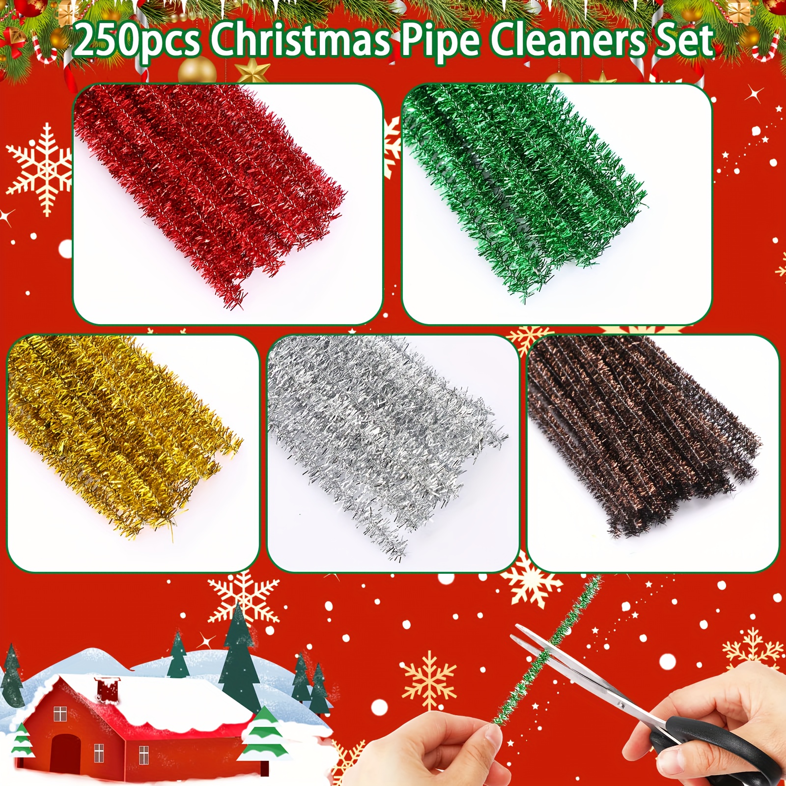 Christmas Pipe Cleaners Chenille Sticks With Bobbles Glitter - Temu