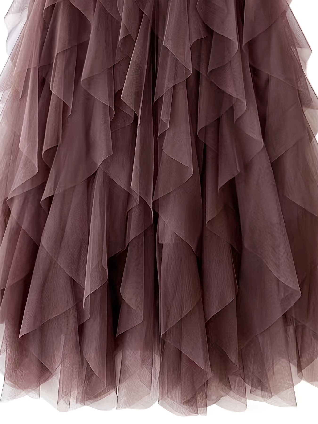 Solid Color Ruffle Decor Mesh Skirt Casual Elastic Waist - Temu