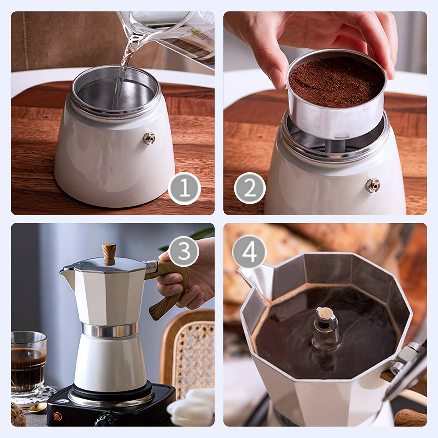 1pc Coffee Pot, Moka Pot Italian Coffee Maker 3 Cup/5oz/150ml Stovetop  Espresso Maker For Gas Or Electric Ceramic Stovetop Camping Manual Cuban  Coffee