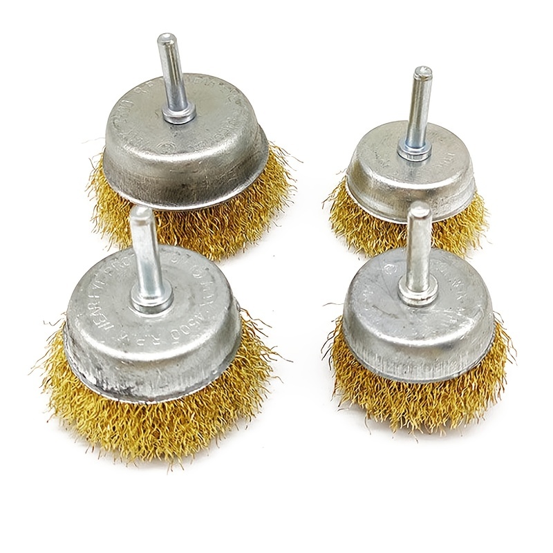 Wire Brush Wheel Cup Brush Set, 9 Pieces Wire Brush for Drill 1/4 Inch  Shank, Coarse Brass Coated Crimped Wire Brushes for Cleaning Rust, Flakes  and Abrasives Drill Attachment : : Industrial