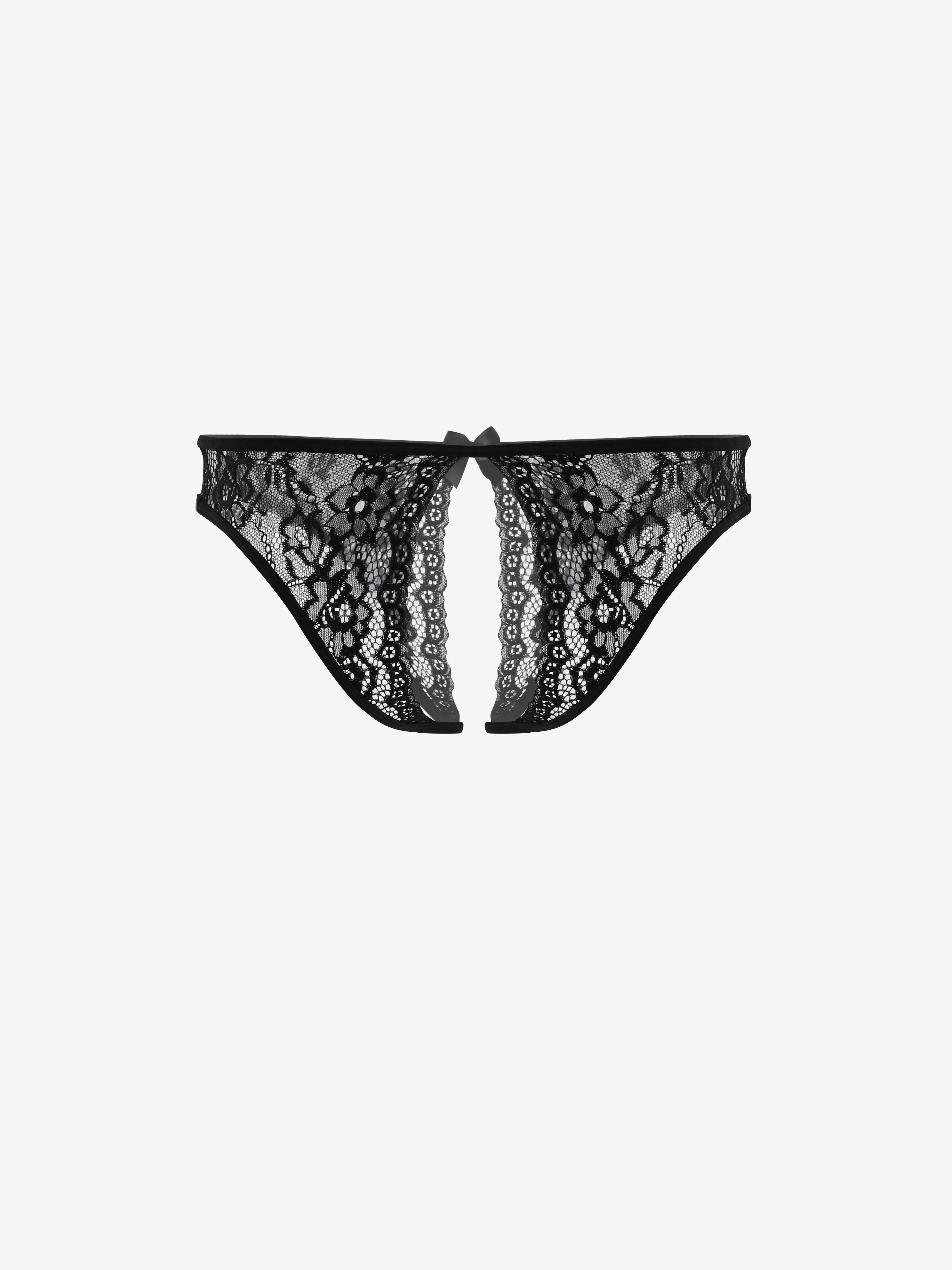 Dropship Panties Women Open Crotch Mesh Sexy Bowknot Hallow Out