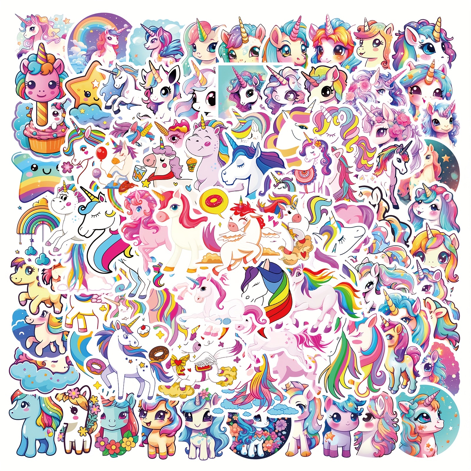 

100pcs Colorful Stickers Pack, Cute Waterproof Vinyl Diy Decals For Water Bottles Laptop Skateboard Scrapbook