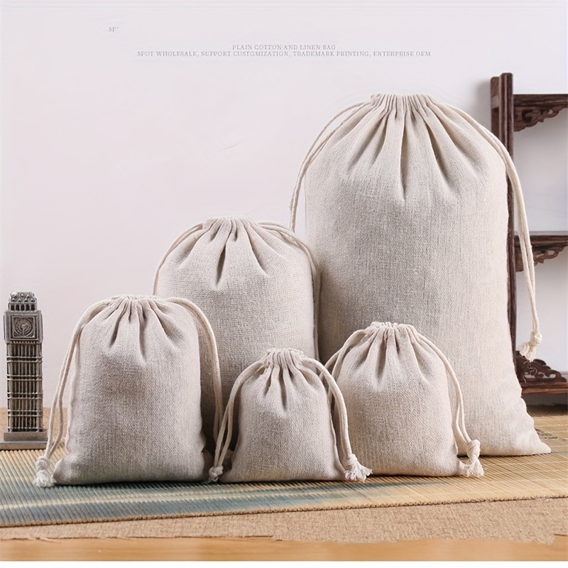 Printed Cotton Linen Drawstring Pocket Linen Bag Storage Bag - Temu  Australia