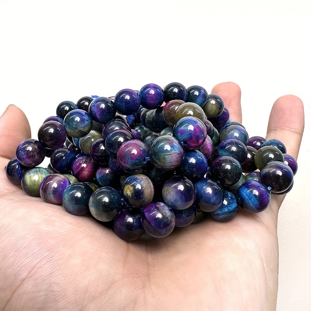 1strand Natural Purple Tiger's Eye Stone Beads For Diy - Temu