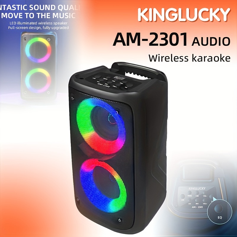Altavoz Bluetooth, altavoz inalámbrico portátil de 40 W (pico de 60 W) con  luces coloridas, subwoofer doble graves pesados, radio FM, reproductor de