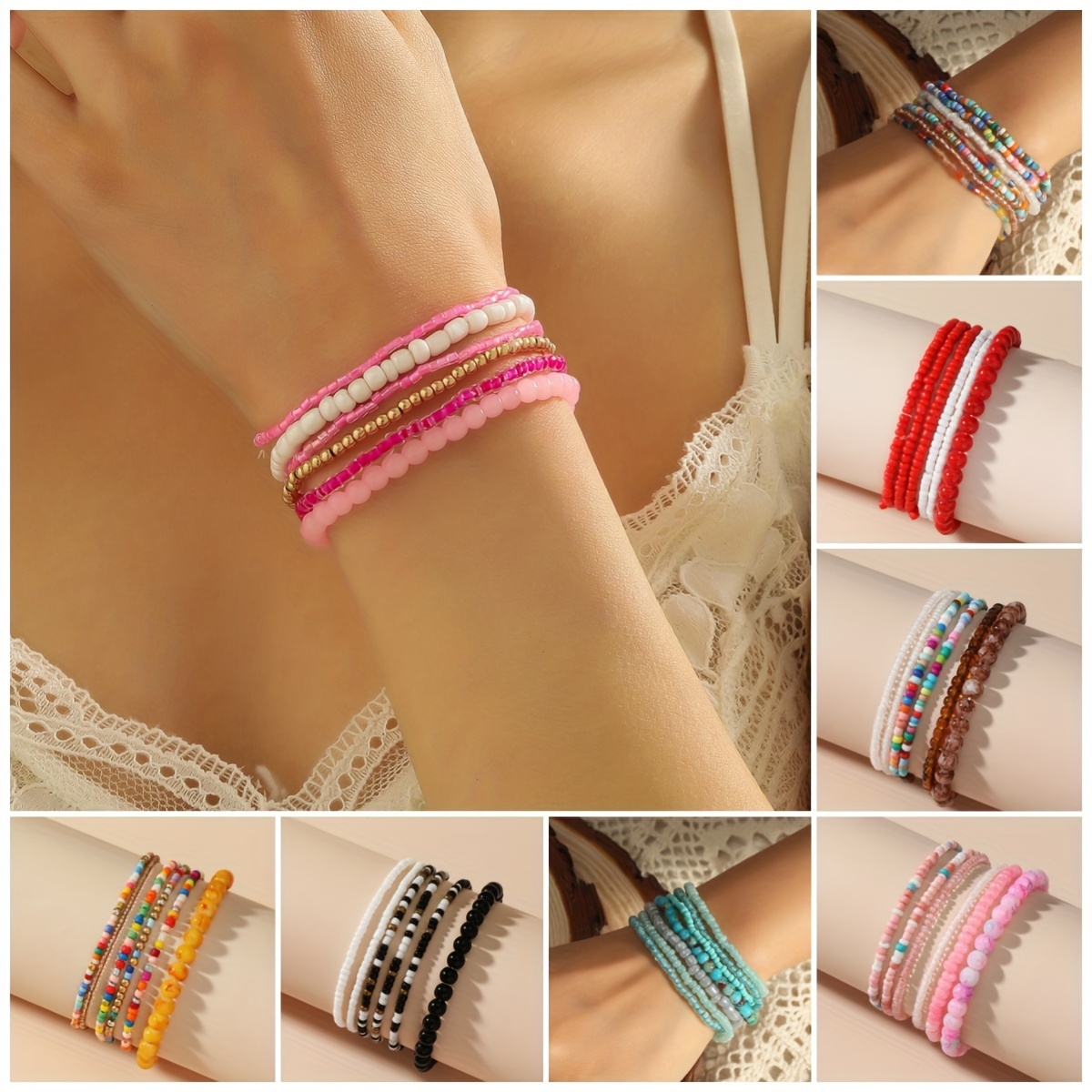 Long Riz Perlé Bracelet Boho Multicouche Coloré Chaîne Bijoux Pour Femmes  Et Filles - Bijoux Et Accessoires - Temu