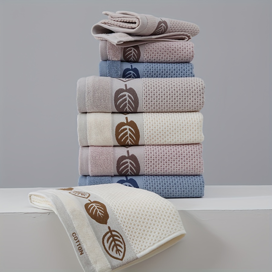 Leaf Pattern Towel Set Soft Hand Towel Bath Towel Household - Temu