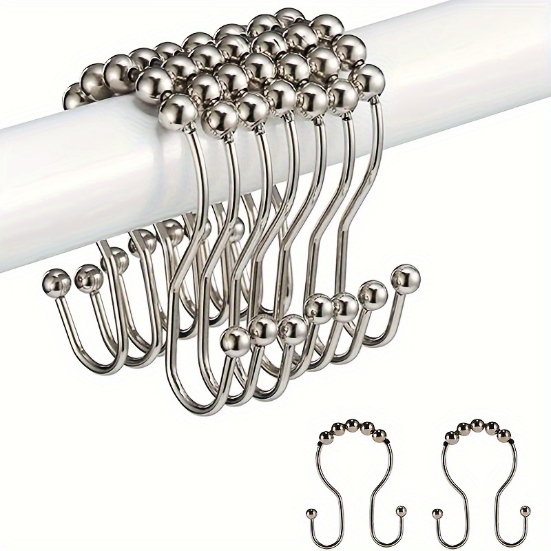 Curtain Hooks Stainless Steel Double Shower Rust Proof Heavy - Temu