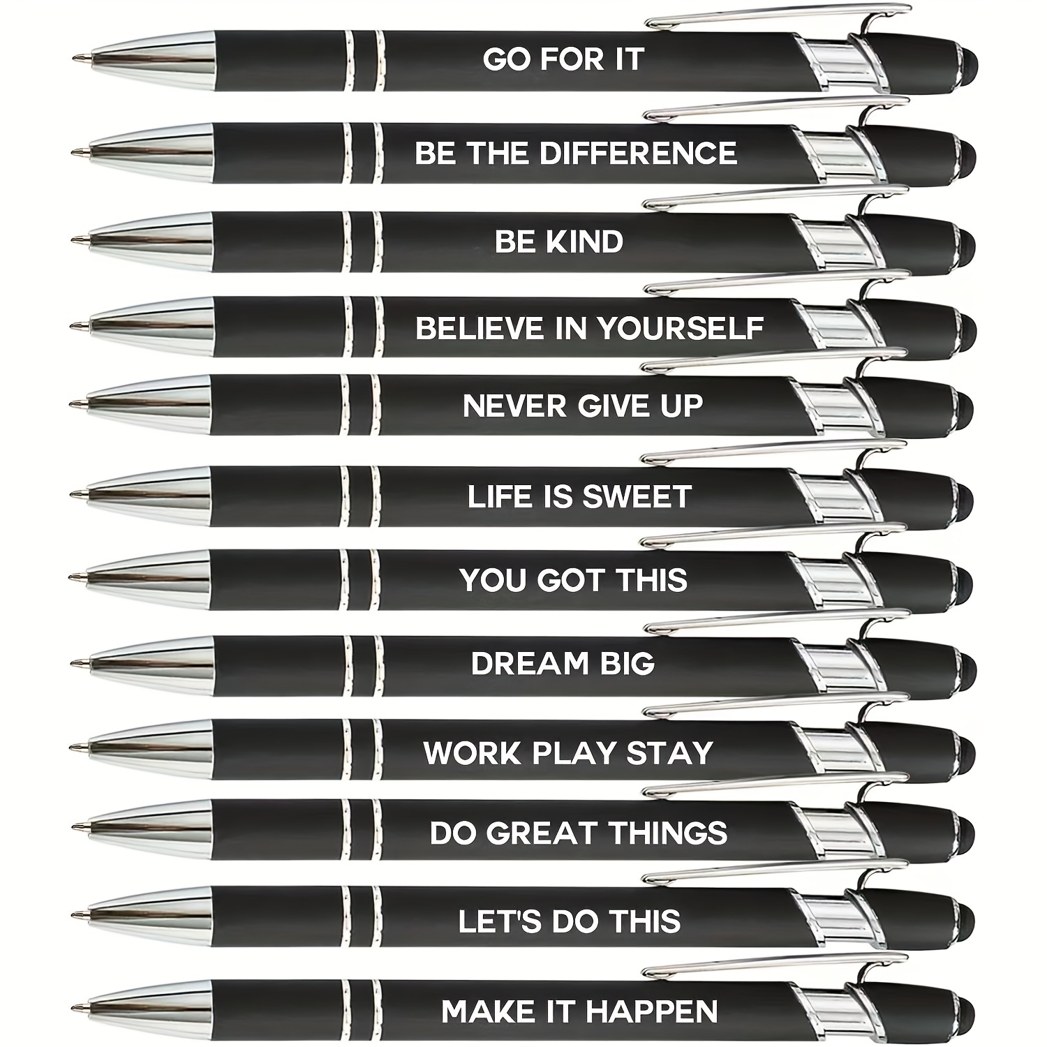10 PC Inspirational Pens Motivational Pens with sayings; Funny Cute Fun  Cool Happy Good Vibes Quotes Phrases Writing Ballpoint Pen for Coworkers