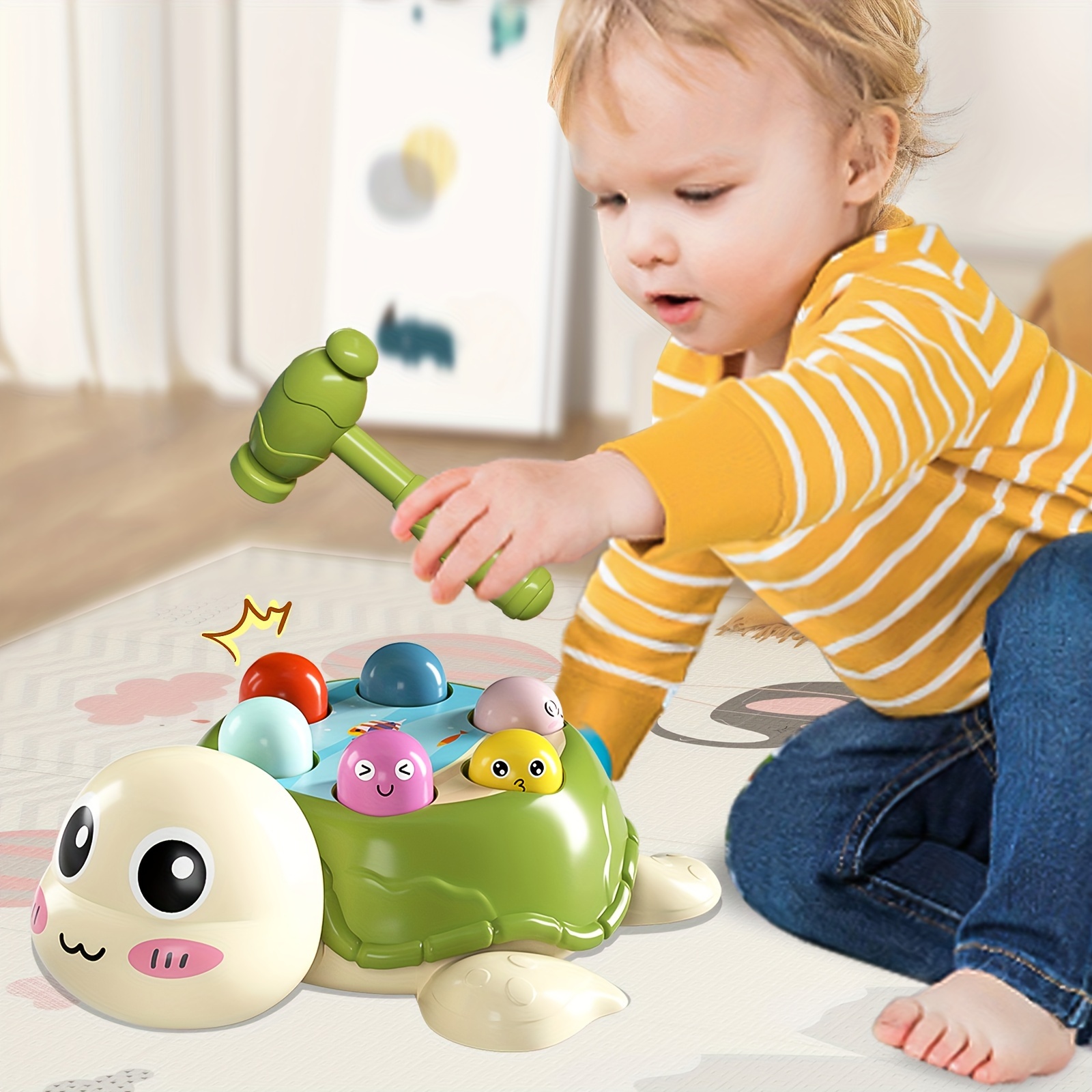 Juego Whack A Mole, juguetes para niños y niñas de 3, 4, 5, 6 años o más,  juguetes educativos interactivos para niños pequeños con 2 martillos,  música