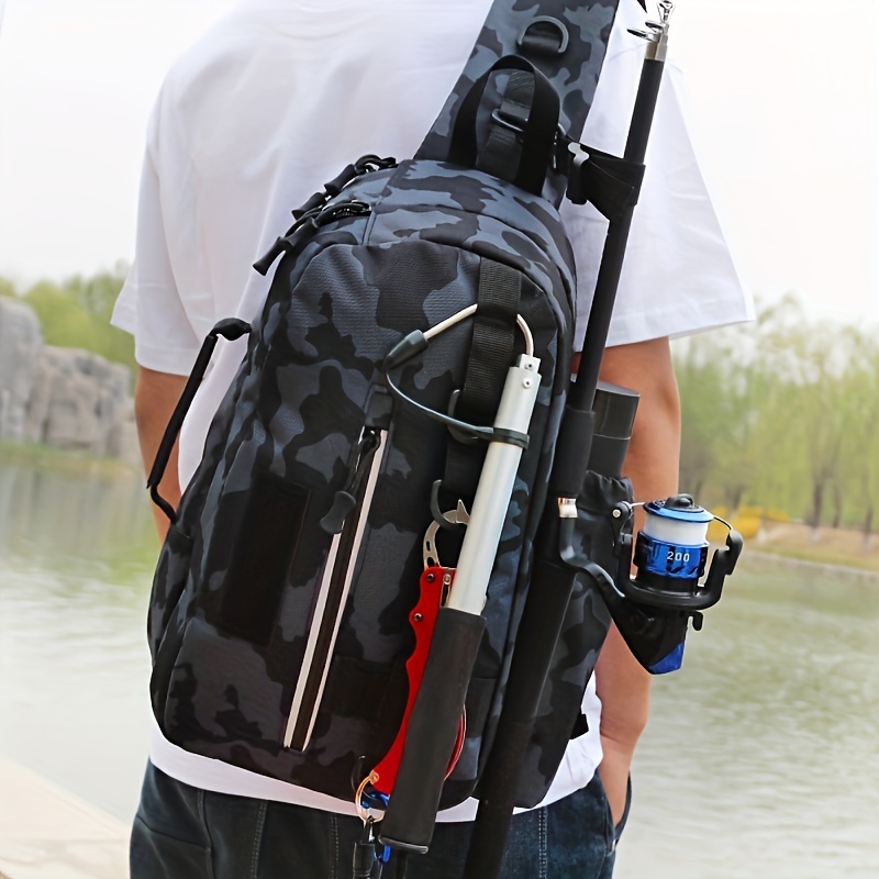 1pc Men's Fishing Gear Storage Bag, Multi-functional Shoulder Bag, Large  Capacity Outdoor Fishing Bag, Waterproof Backpack Camouflage Travel  Crossbody