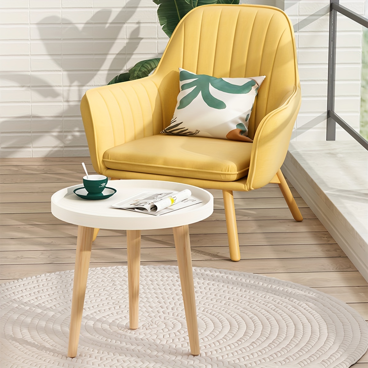 Small Coffee Table Round Snack Table Portable And Space - Temu