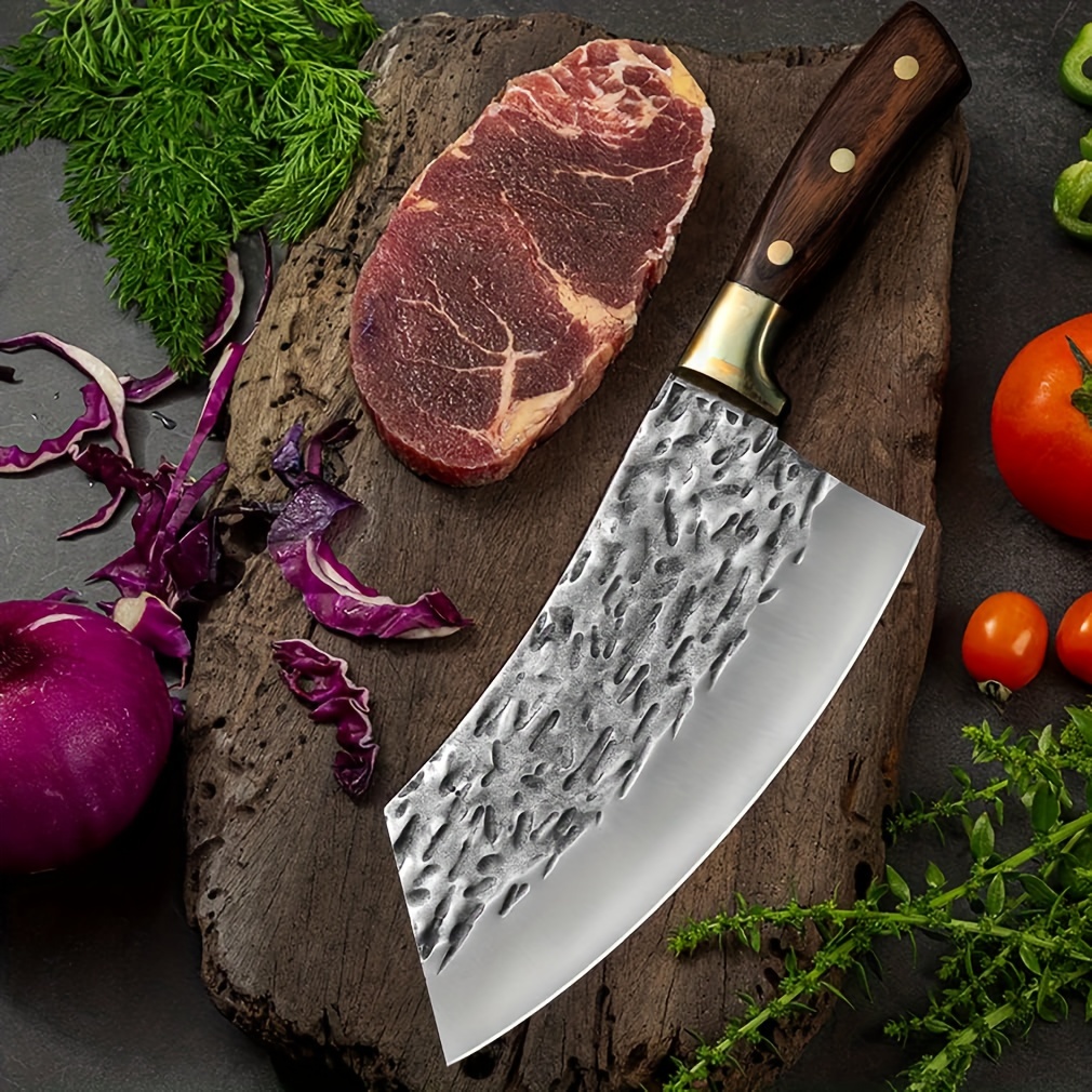 Forged Kitchen Knife Stainless Steel Meat Cleaver Chopping Knife Serbian  Style Vegetables Fish Slicing Butcher Chef