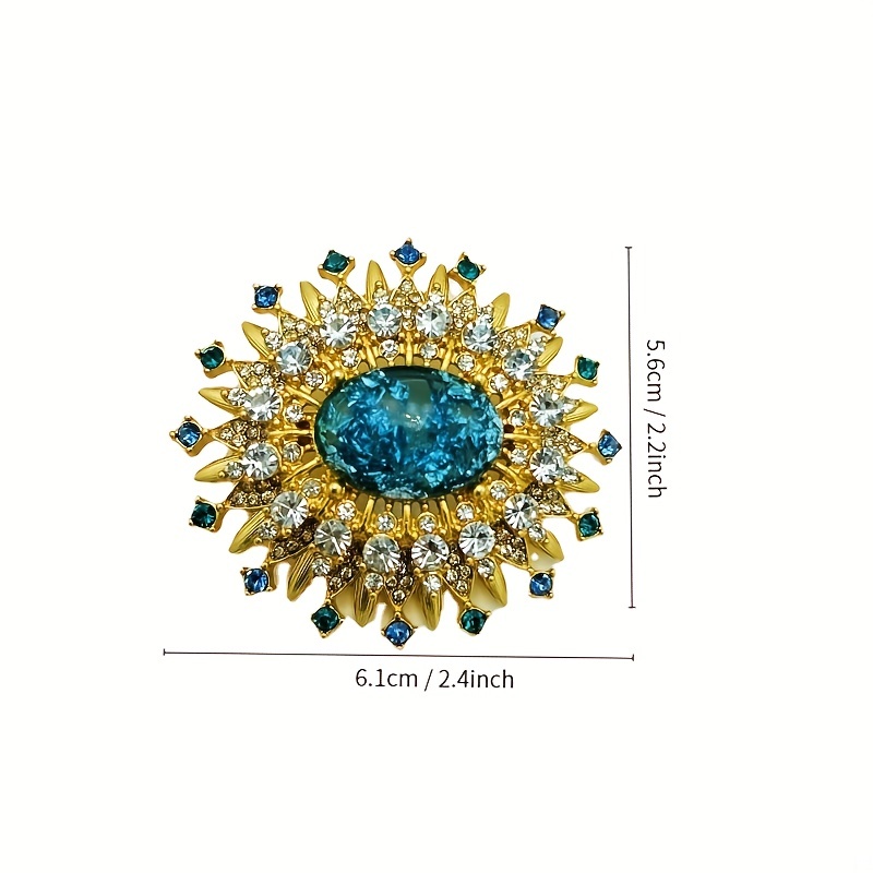 Temu 1pc Retro Medieval French Style Alloy Brooch Rhinestones Inlaid Luxury Pin Brooch Colorful Rhinestone Pins Temperament Corsage Accessories,1PCS