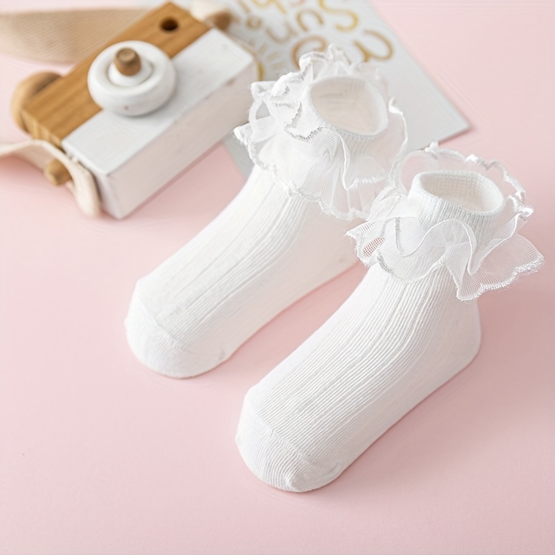 Baby Girls Mesh Trim Ankle Socks Breathable Comfortable Princess Socks