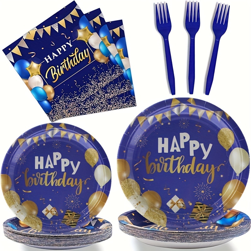 Juego de platos y servilletas para fiesta de feliz cumpleaños, temática de  confeti para hasta 16 invitados