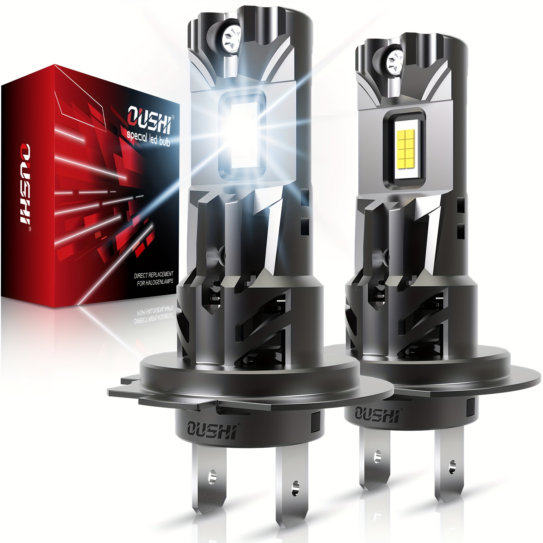 

2024 Newest H7 Car Led Headlight 6500k High Power 1:1 Mini Size Headlamp Car Lamps Super Bright Plug And Headlight Bulbs With Fan - 2pcs