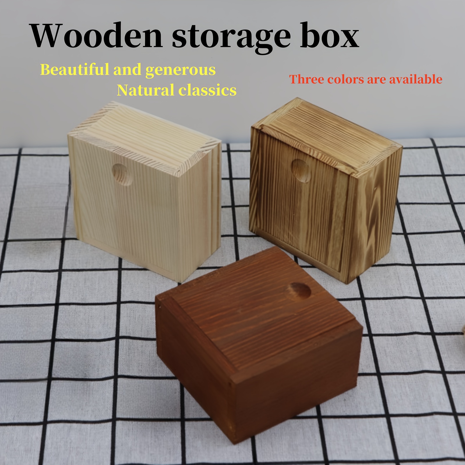 Caja de madera natural con tapa