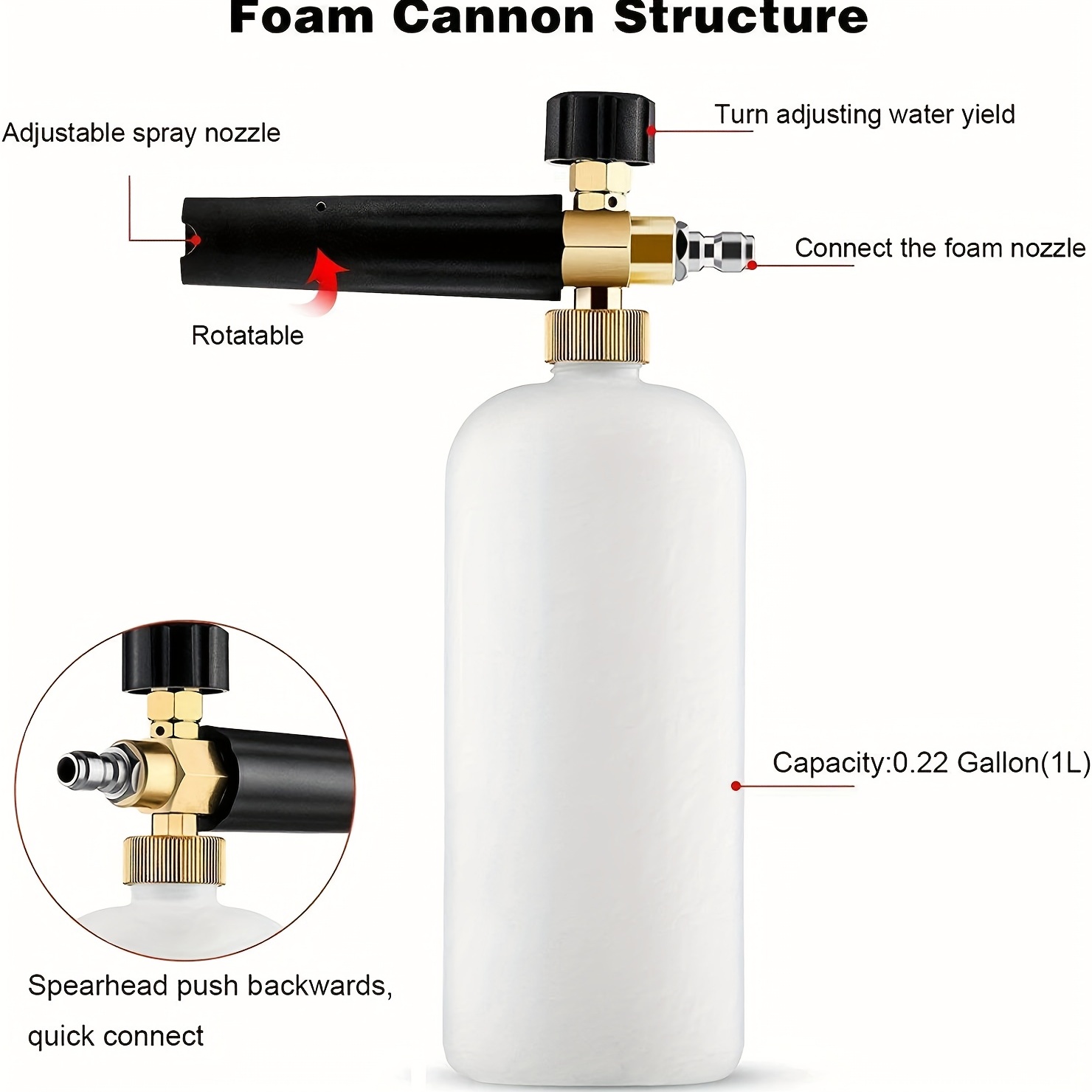 Adjustable Foam Gun 1 Litersnowfoam Gun With 1/4 - Temu