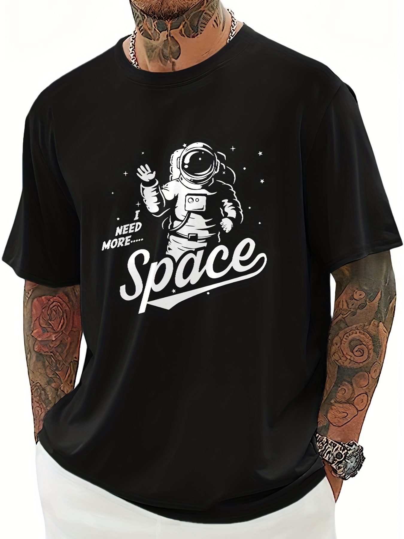 Camiseta Estampado Astronauta Hombre Camisetas Manga Corta - Temu