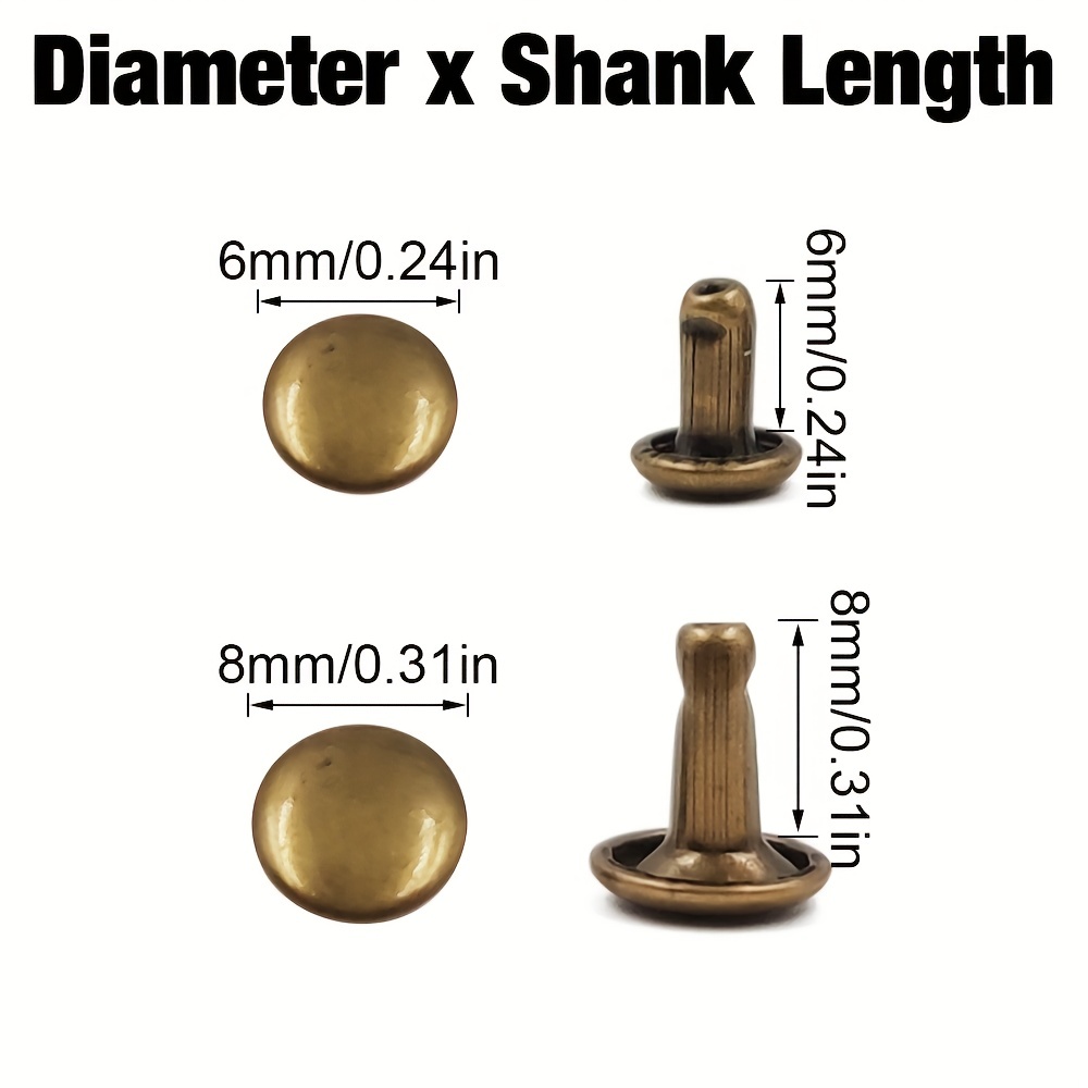 Copper Metal Double Rivets Stud Round Nail Rivet For - Temu