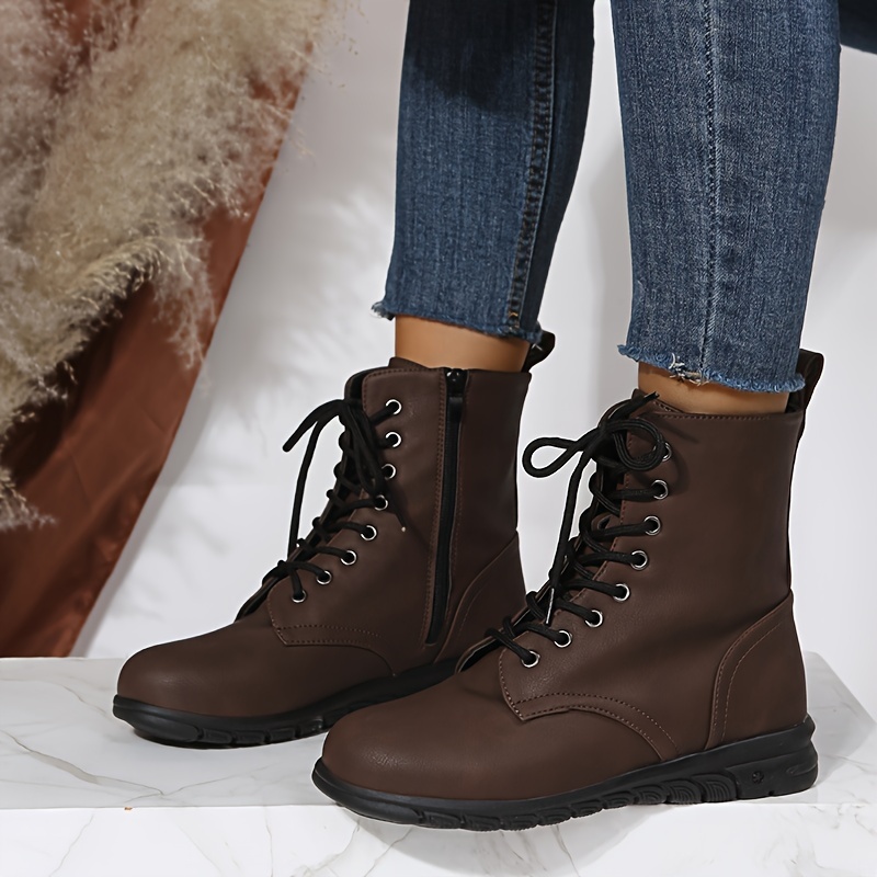 dark brown flat boots