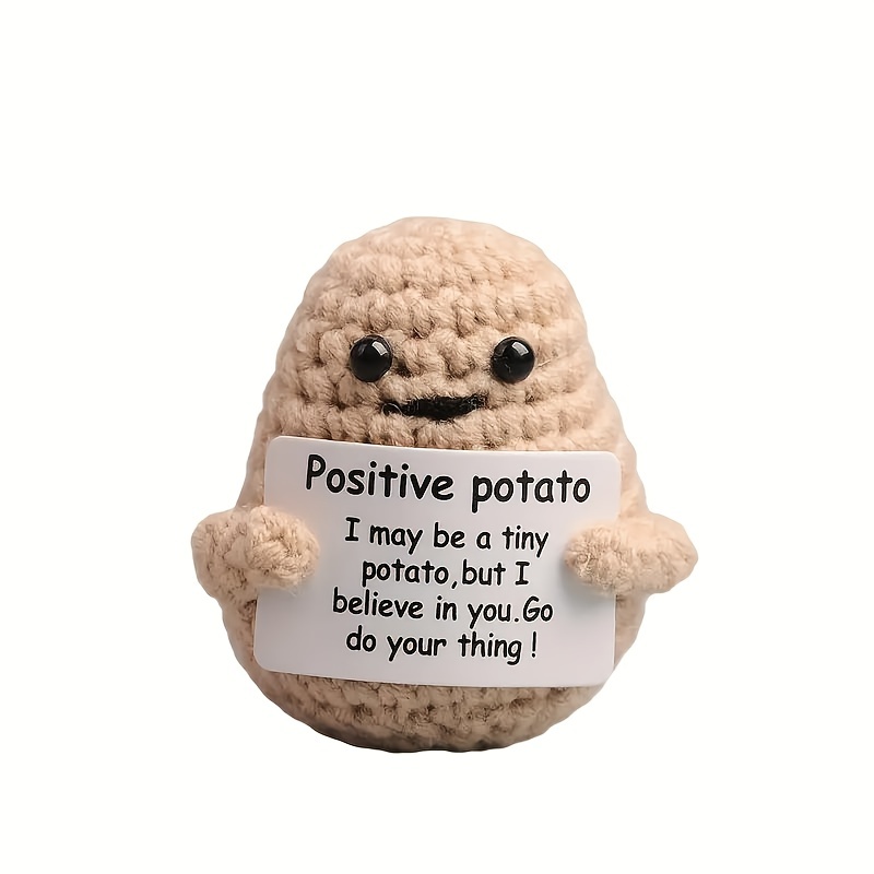 Funny Positive Potato 3 inch, Handmade Knitted Potato Toy Positive Card  Cute Wool Positive Potato Crochet Doll Cheer Up Gifts