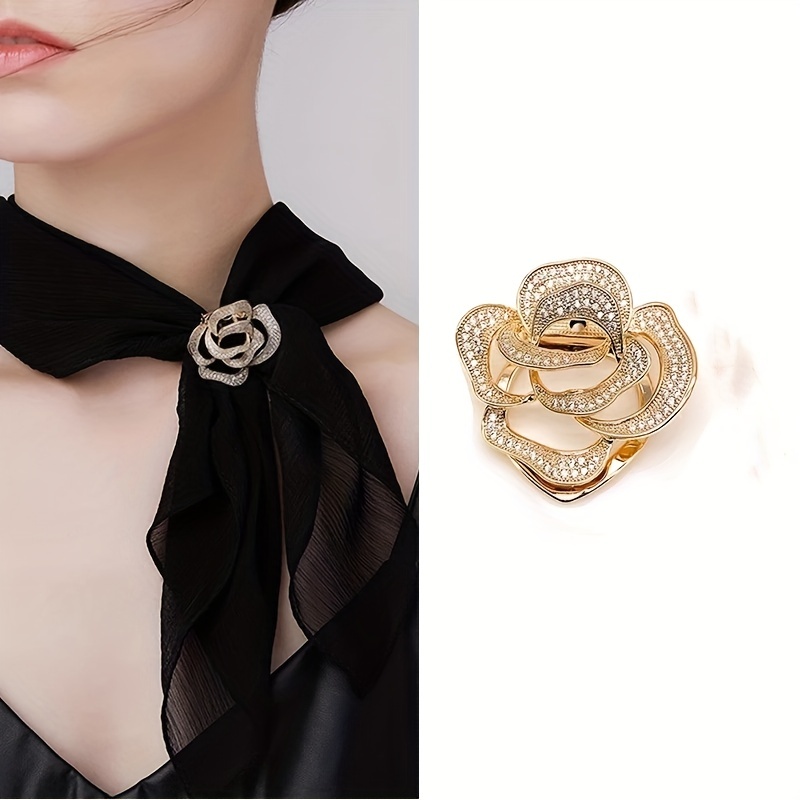 Hollow Multi-functional Scarf Buckle Inlaid Shiny Rhinestone Elegant Scarf  Clip Buckle - Temu