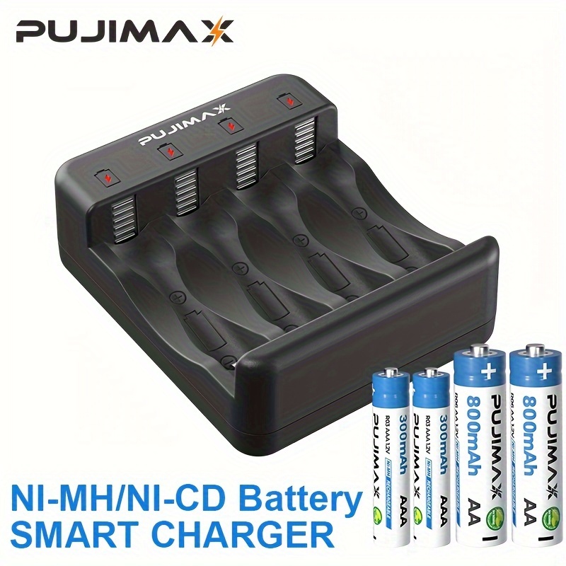 Chargeur universel Piles rechargeables AA, AAA, C, D et 9V (batterie non  incluse)