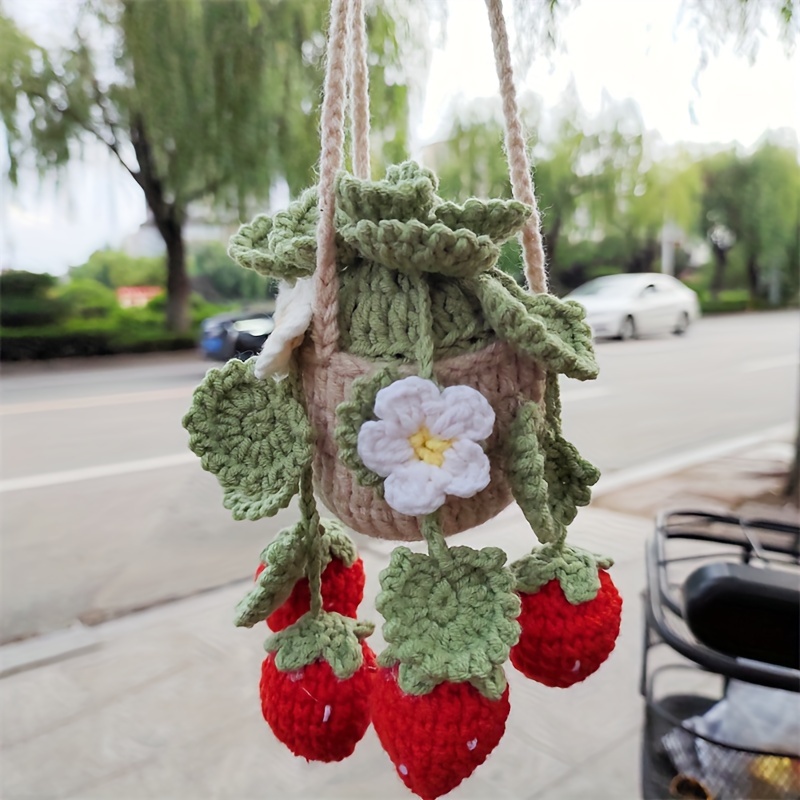 Boho Car Plant Crochet Hanging Basket Hanging Plant For Car - Temu