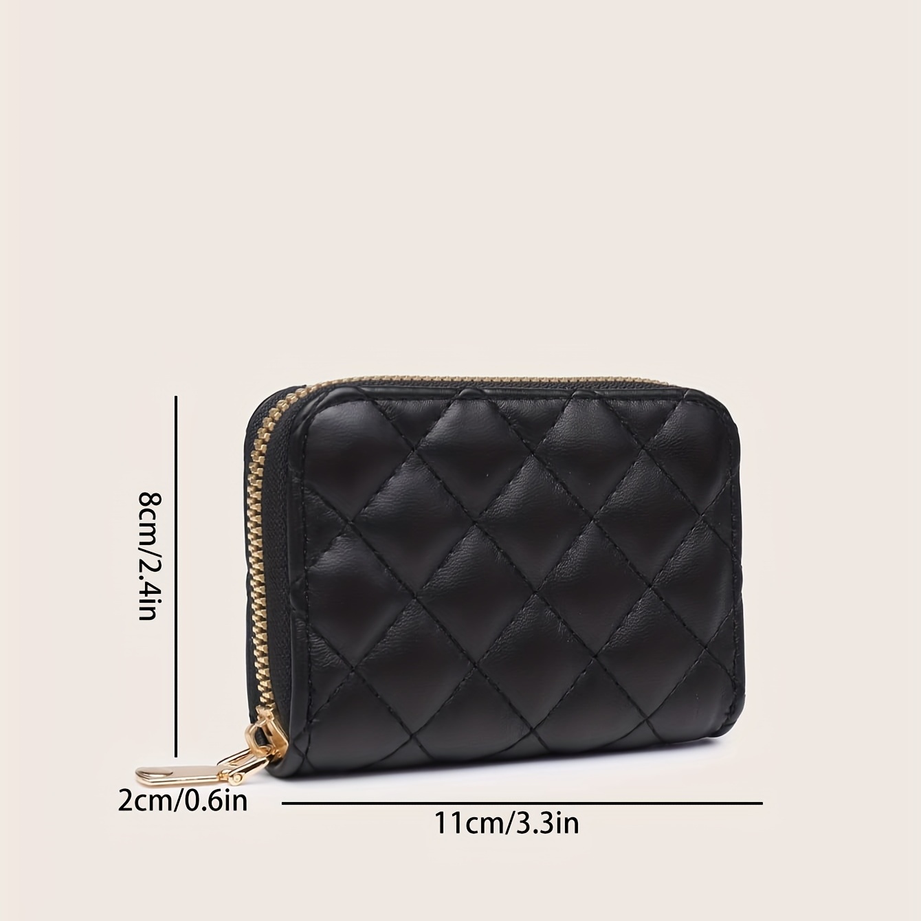 Classic Quilted Credit Card Holder Zipper Around Coin Purse Womens Elegant  Clutch Wallet, High-quality & Affordable