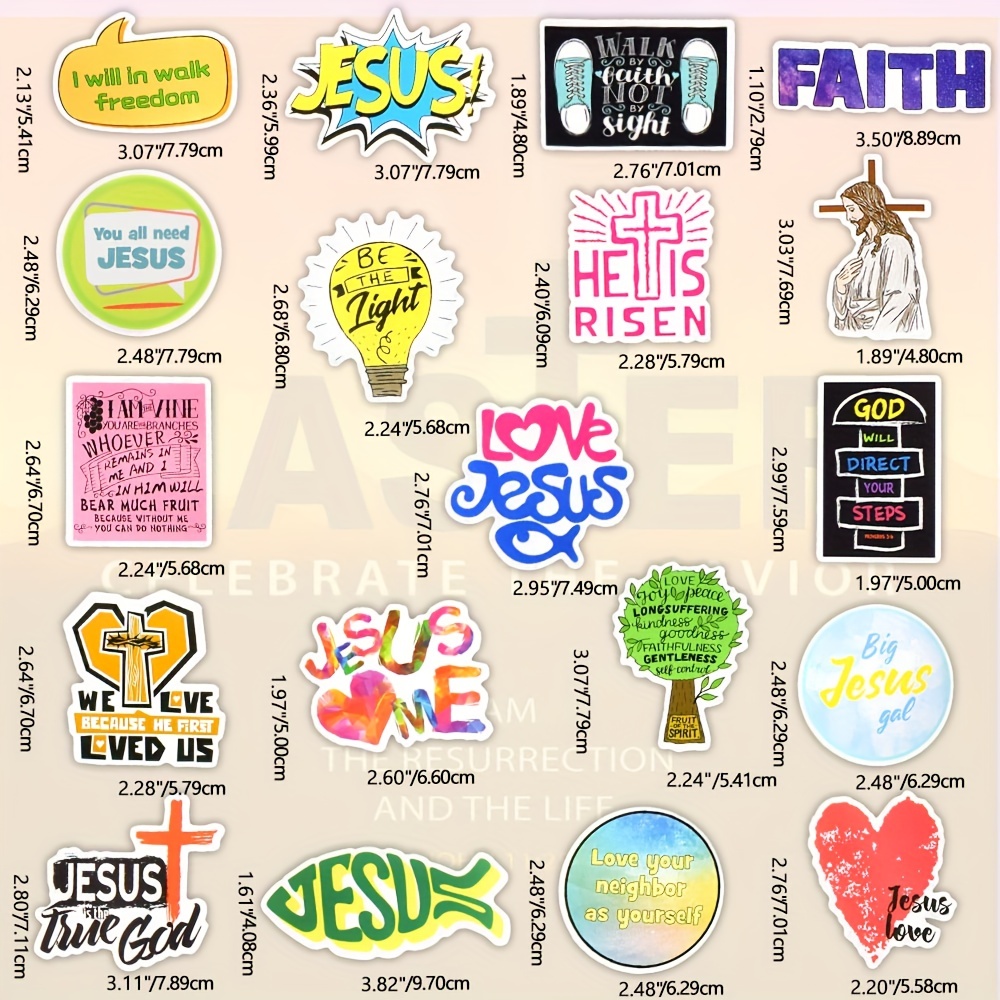 50pcs Jesus Christians Prayer God's Blessing Stickers Gifts For Bible  Journaling Laptop Luggage Guitar Lovely Waterproof Decals