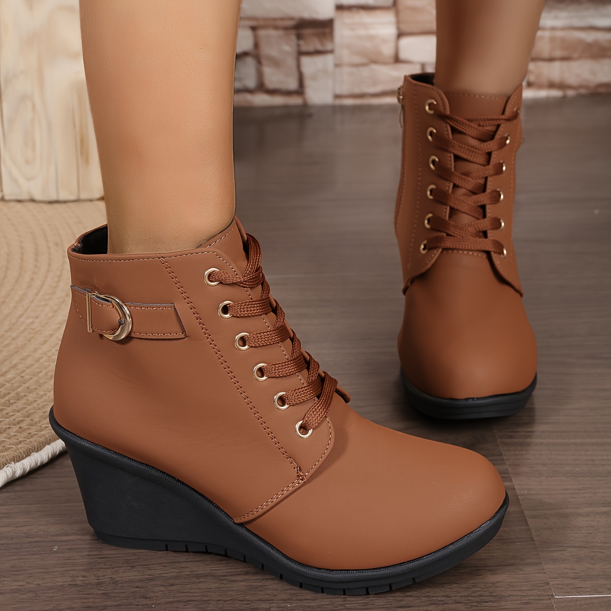 Womens brown shop wedge boots