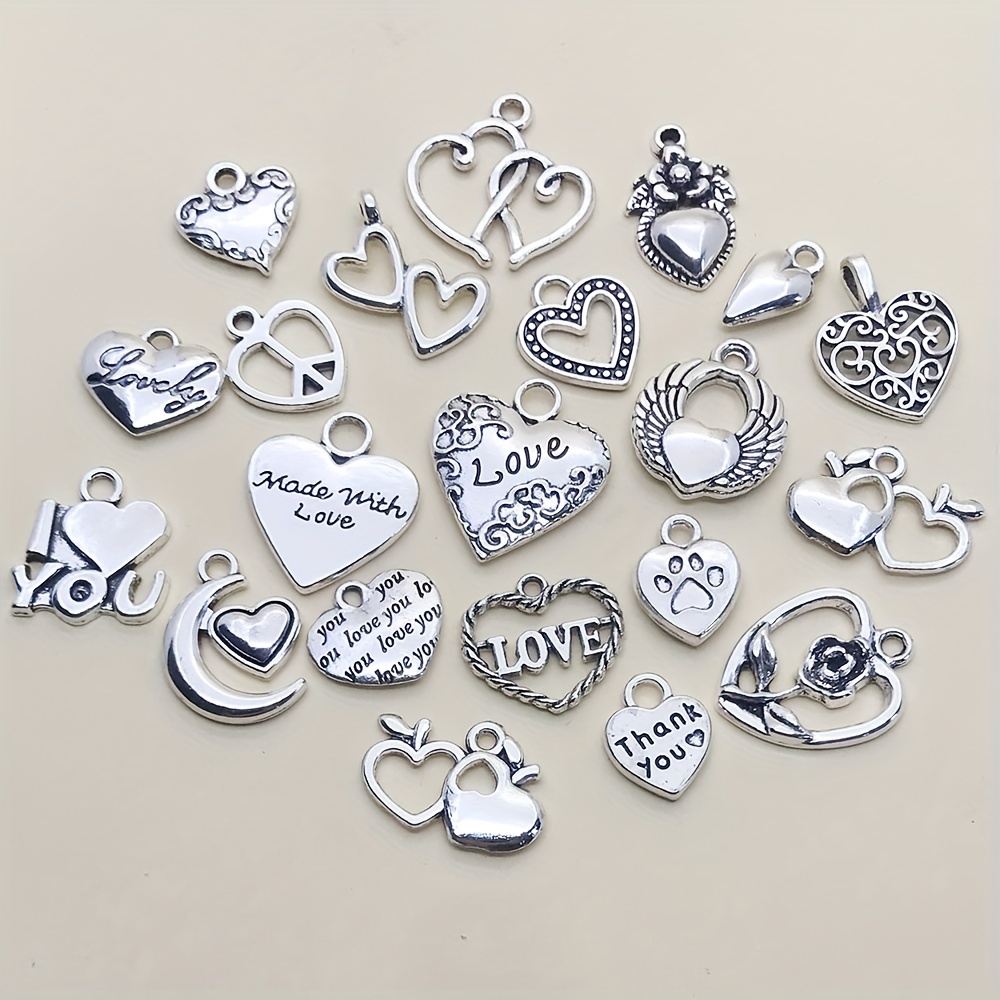 Randomly Mix Antique Heart Charms Pendants Jewelry Making - Temu