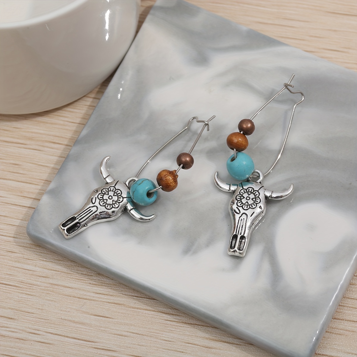 Women's Vintage Bohemian Bull Head Design Earrings