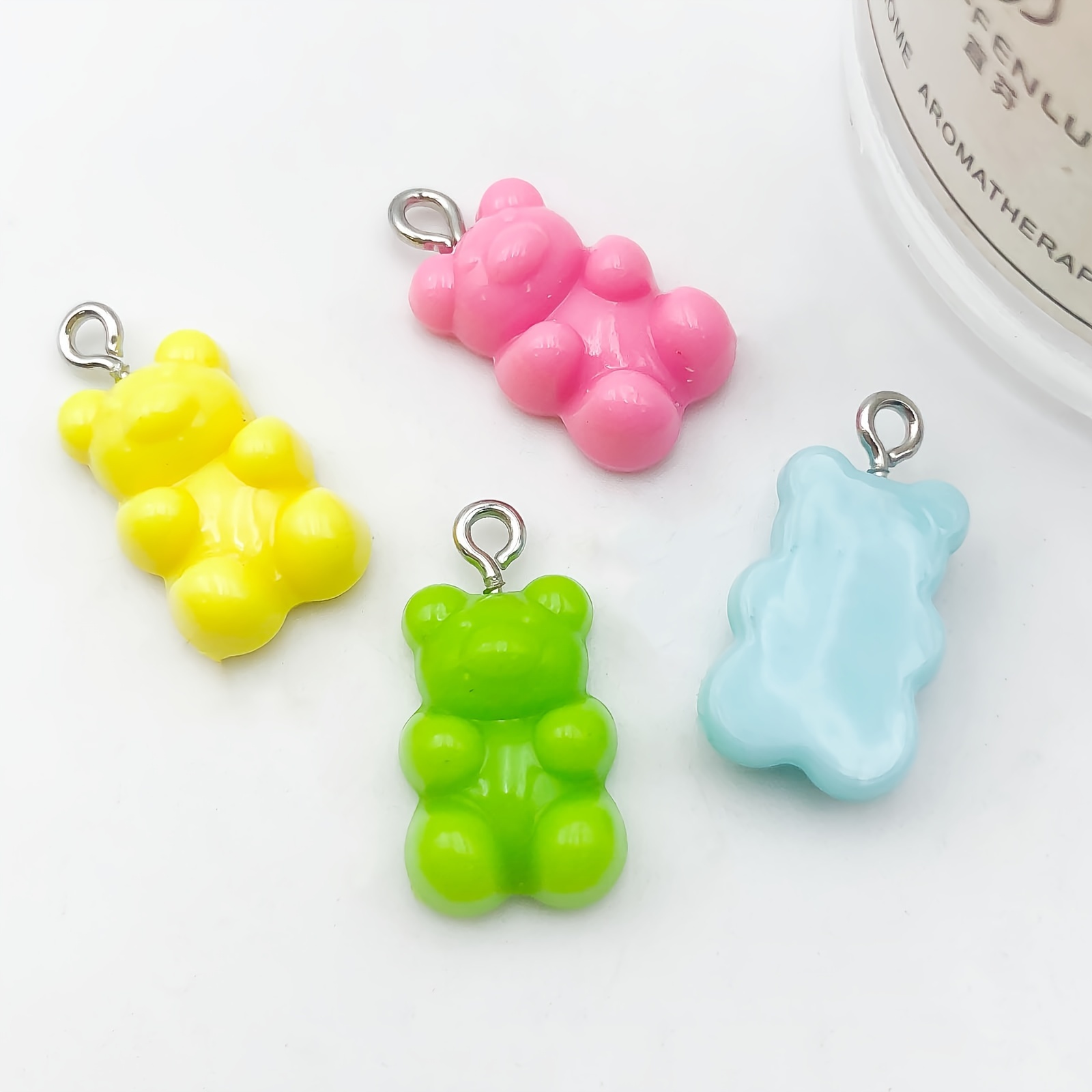 2pcs Colorful Gradient Color Cute Cartoon 3D Gummy Bear Design Resin Charms for DIY Crafting Jewelry, Jewels Accessory Making Supplies,Temu