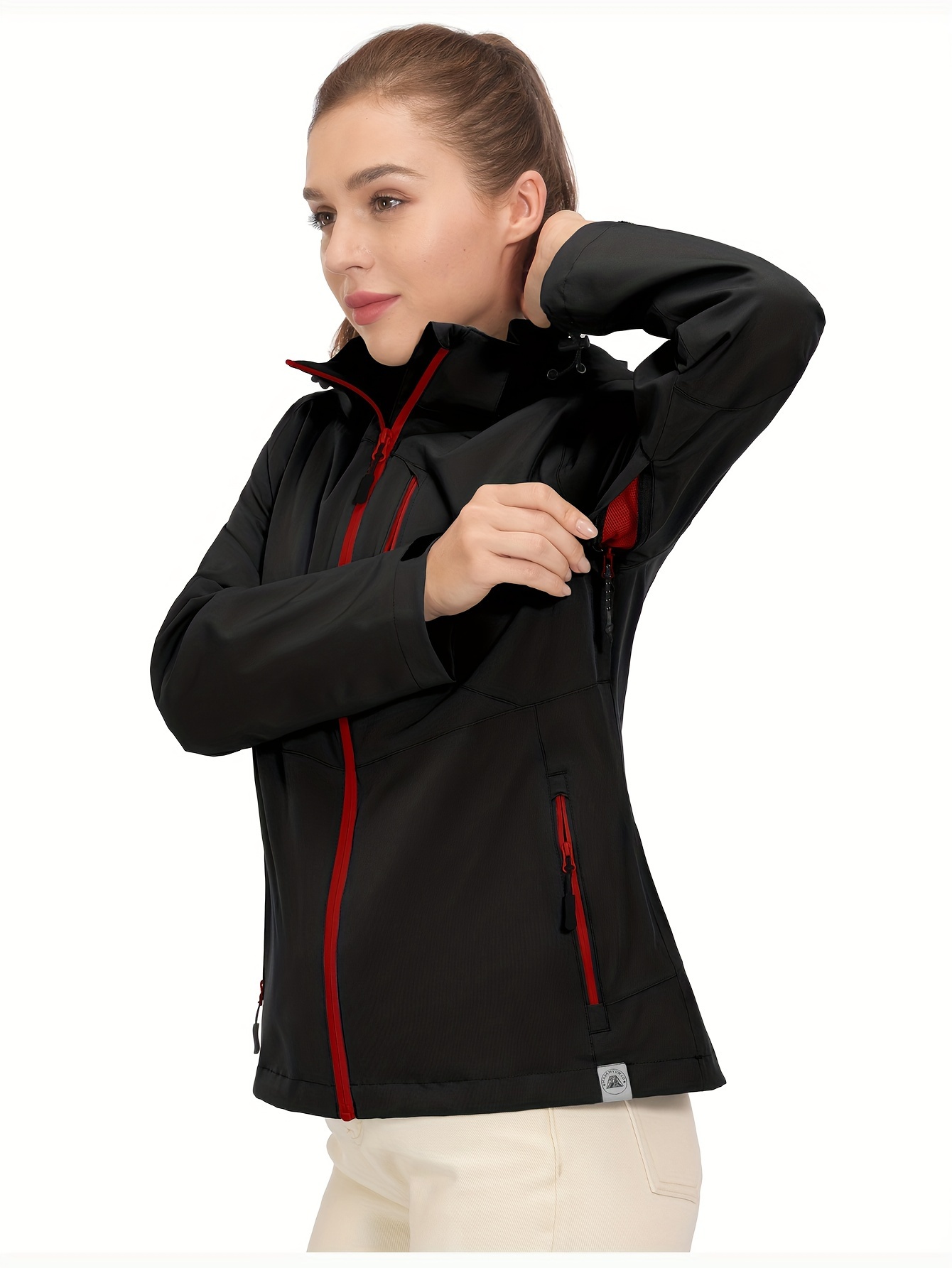 Giacca Con Cappuccio Antivento Da Donna, Giacca Da Montagna Ampia A Maniche  Lunghe Alla Moda Con Zip Frontale, Abbigliamento Sportivo Da Donna